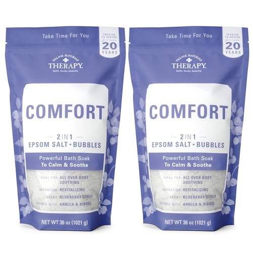 Village Naturals Therapy Blueberry Citrus Foaming Bath Soak 36 oz Pack of 2