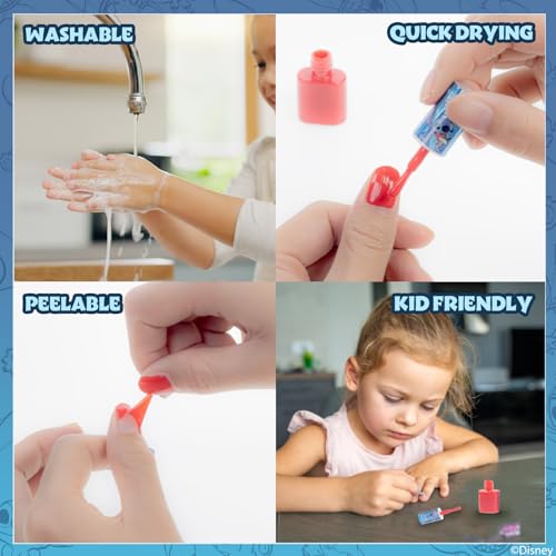 Kids Nail Polish Set 16-Piece Peel-Off Glitter & Opaque Colors Safe for Children 6+