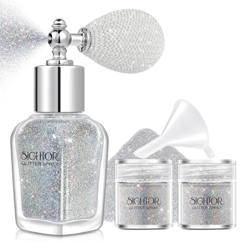 Sightor Silver Body Glitter Spray 30ML Shiny Spray for Face Hair & Clothing