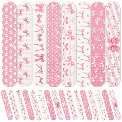 Coquette Pink Bow Nail Files - 48 Double-Sided Emery Boards