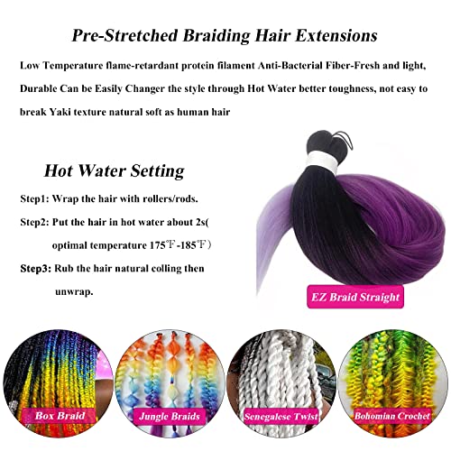 Ombre Purple Braiding Hair Extensions - 26 Inch, 3 Pack