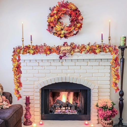 6ft Artificial Maple Leaf Garland - 3 Pack Fall Decor