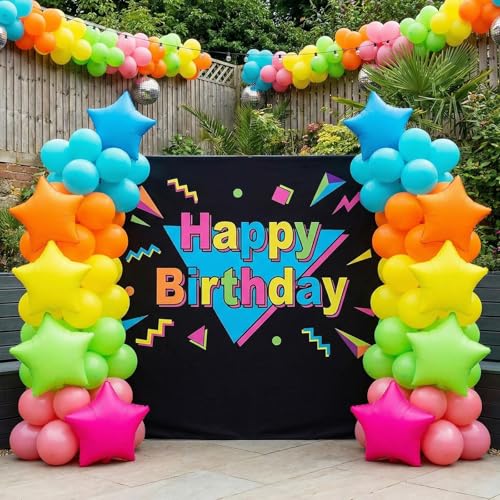 Rainbow Star Foil Balloons Set – 12 Pcs 19 Inch Neon Colors for Parties
