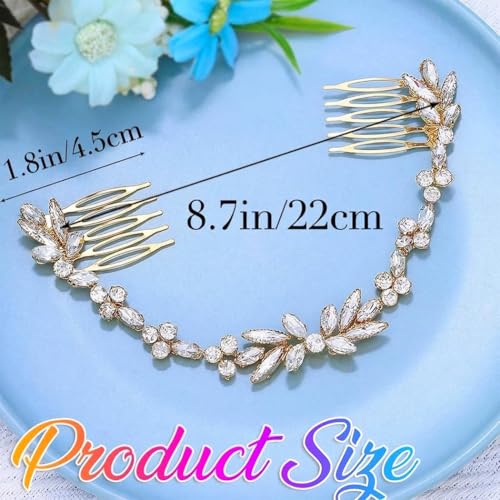 Gold Crystal Hair Combs - Handmade Bridal Headpiece for Weddings