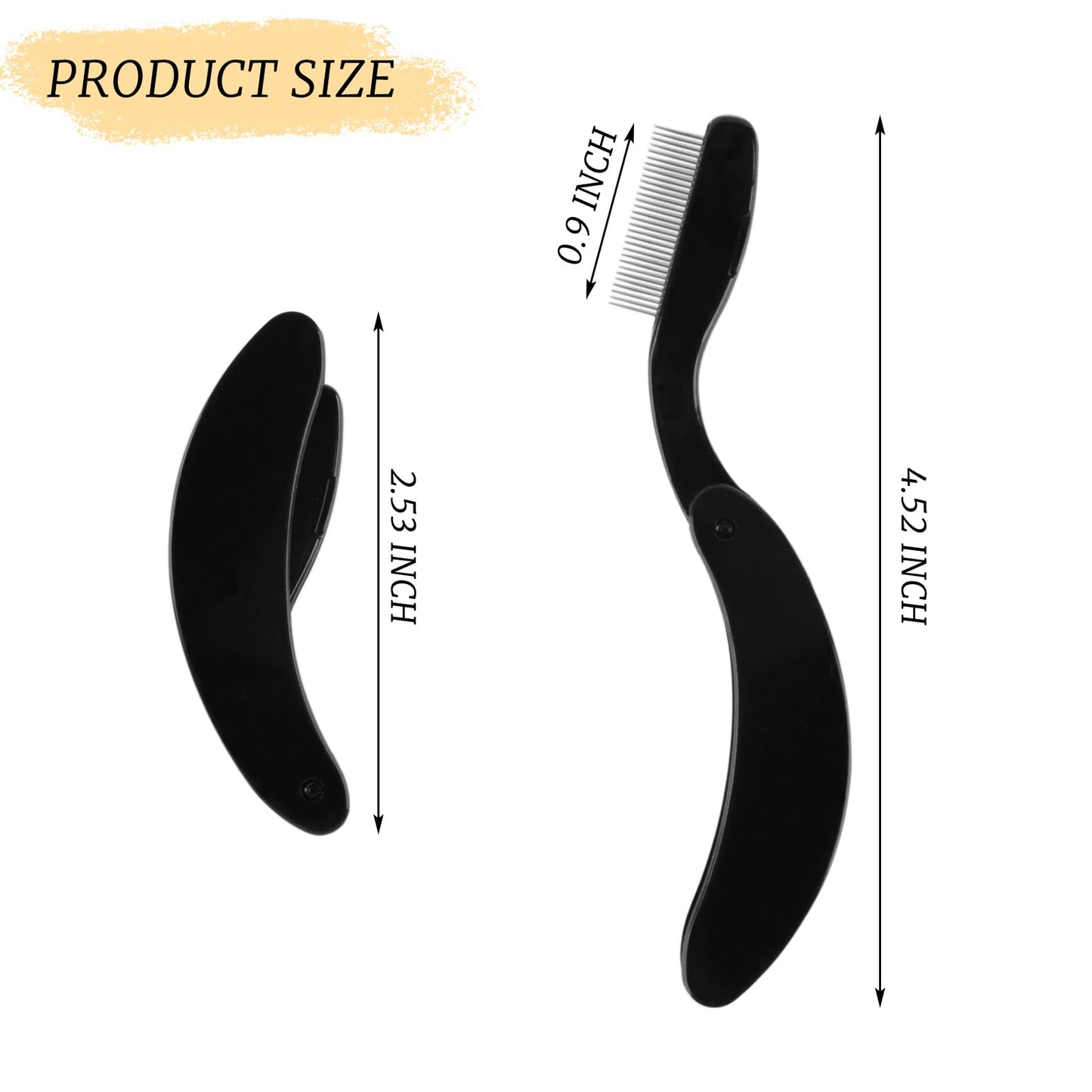 Eyelash Separator Tool, Foldable Eyelash Comb for Convenience, Black Plastic and Stainless Steel, Ideal for Daily Makeup to Remove Mascara Clumps