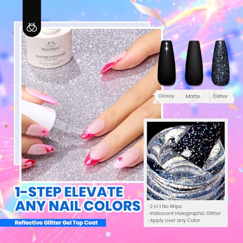 beetles 44pcs Gel Nail Polish Set - 36 Colors Colorful Muse Gel Polish Kit Pink Nude Red Yellow Green Black White Glitter Nail Kit Base Top Coat UV LED Needed Salon DIY Home Gift for Women