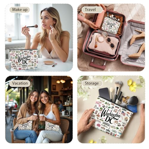 Washington DC Travel Makeup Bag - Waterproof Cosmetic Organizer for Women