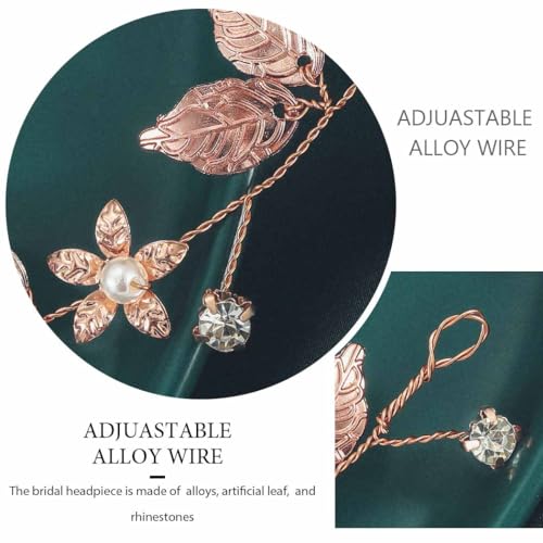 Rose Gold Wedding Hair Vine Headband - Gold Leaf Bridal Accessory