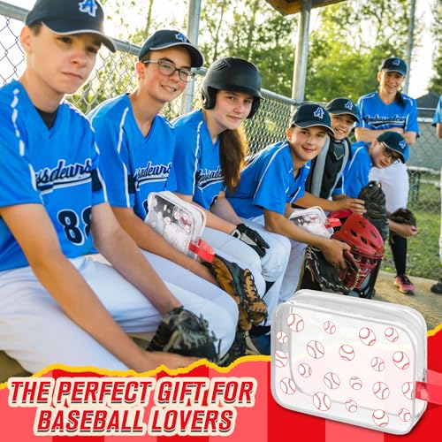 24 Pcs Baseball Clear Makeup Bags - Waterproof PVC Travel Pouch Organizer