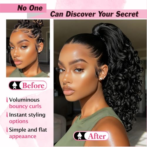 18 Inch Yaki Curly Drawstring Ponytail for Black Women - Natural Volume