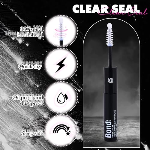 Waterproof Lash Glue with Bond & Seal Dual-Ended Applicator - Strong Hold, Long-Lasting Eyelash Adhesive for DIY Lash Extensions