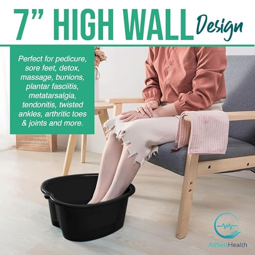 AllSett Health Black Foot Soaking Bath Basin – Extra Large Spa Tub for Home Treatment