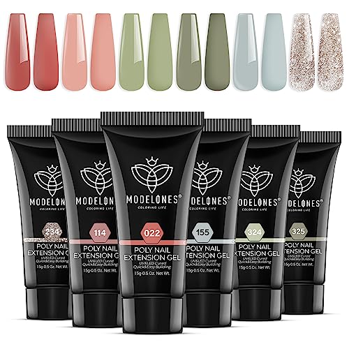 Modelones A3-Sunny Daze Poly Nail Gel Set - 6 Colors Glitter