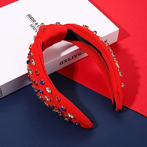 NVENF 4th of July Headband American Flag Rhinestone Pearl Hairband - Variation 4