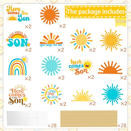 Here Comes The Son Centerpiece Sticks - 28Pcs Rainbow Baby Shower Decor