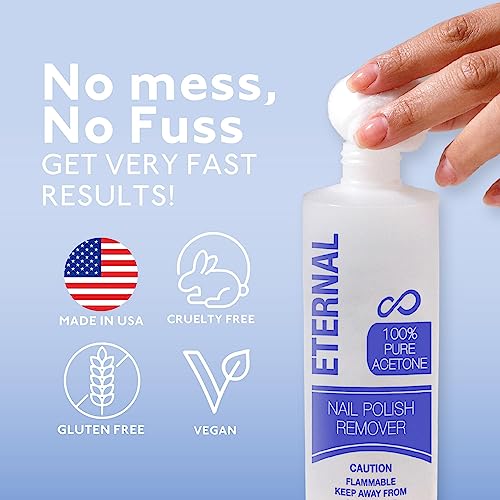 Eternal 16 Fl Oz 100% Pure Acetone Nail Polish Remover Gel & Acrylic Nail Remover