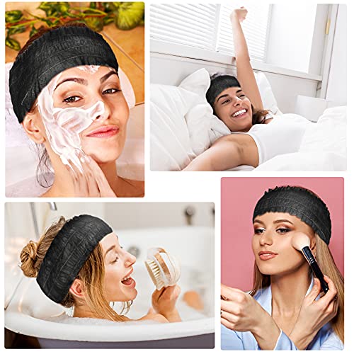 Waydress 100-Pack Disposable Spa Headbands, Stretchable Non-Woven Hair Bands