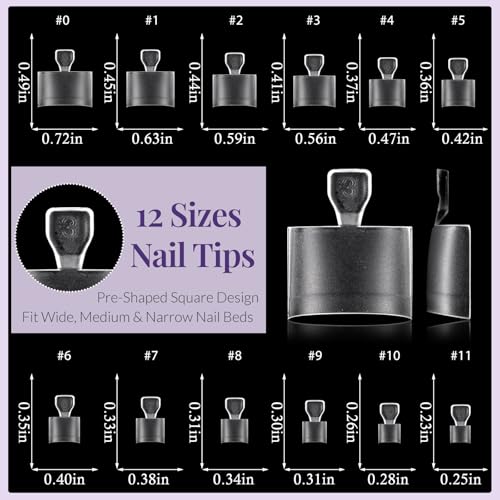 AddFavor Matte Toe Nail Tips - Half Cover Square Soft Gel Fake Toenails, 600pcs Clear