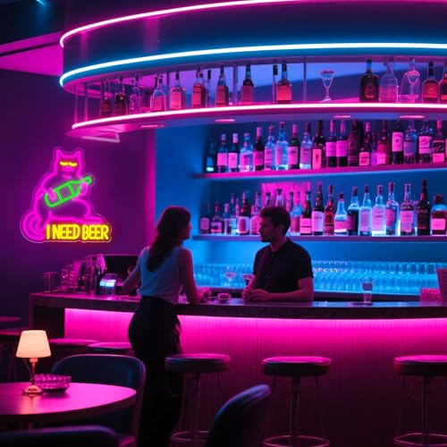 I Need Beer Neon Sign - Dimmable LED Wall Decor for Bars & Pubs