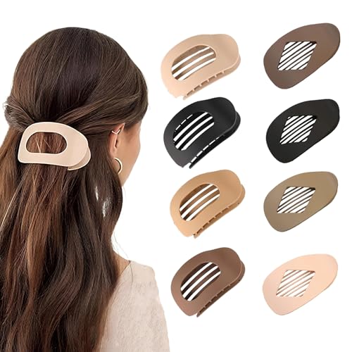 GANINMEETYI Variation A 8Pcs Matte No-Slip Flat Claw Hair Clips for Women