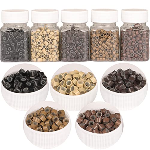 GOTDYA 5mm Silicone-Lined Micro Rings for Hair Extensions - 2500pcs Multi-Color