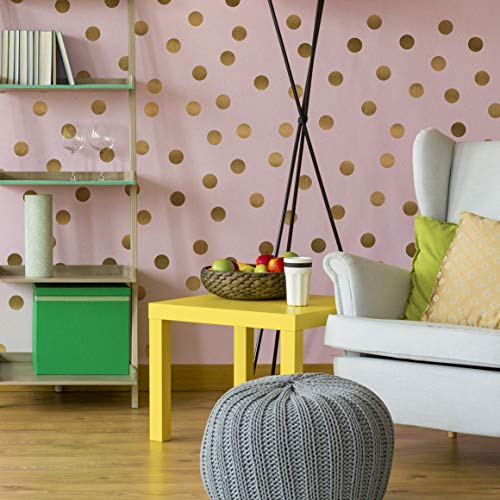Metallic Gold Dot Vinyl Wall Decal Set - 144 Count, 2.5"