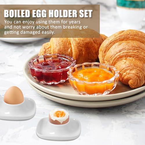 4 Pack Square Ceramic Egg Cups - Elegant Holders for Breakfast