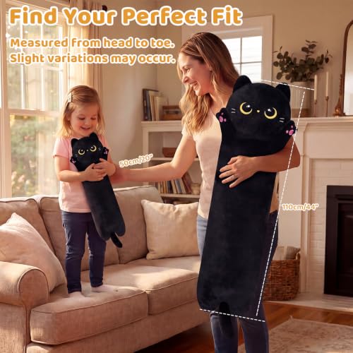 Mewaii Long Black Cat Plush Body Pillow - Cute Kawaii Design