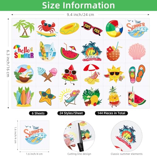 144 Waterproof Tropical Temporary Tattoos for Summer Parties