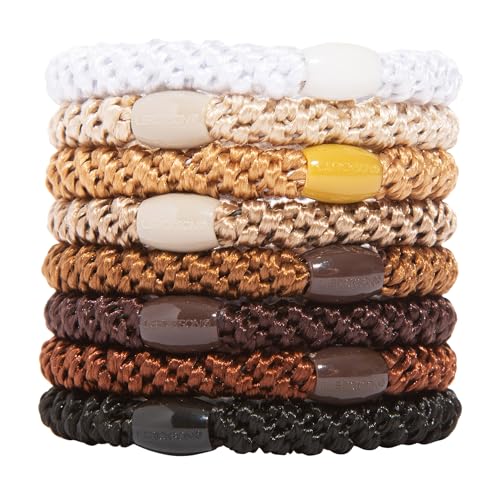 L. Erickson Pony Hair Ponytail Holders 8 Pack - Durable Elastic Hair Ties for Thick Hair