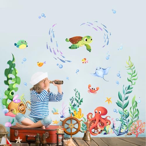 Under the Sea Wall Decals - Ocean Fish, Turtles & Octopuses for Kids