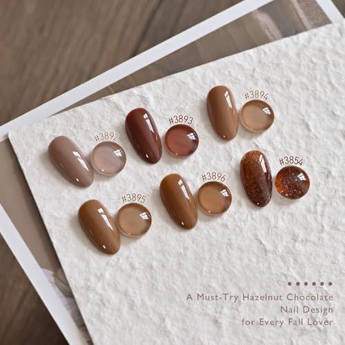 GAOY 6-Color Hazelnut Chocolate Gel Nail Polish Set