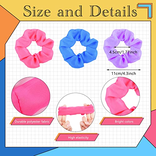 48 Pcs Neon Hair Scrunchies Bulk for Women - 80s Style Elastic Hair Accessories