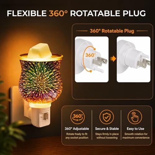 3D Glass Wax Melt Warmer with Night Light - JOYOLO Plug-In Aromatherapy