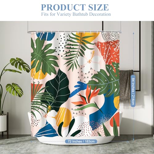 Lokigo Extra Long Tropical Leaves Shower Curtain 72" x 84"