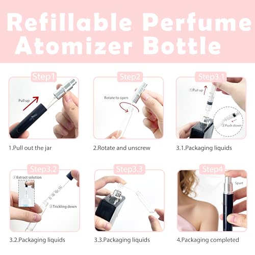 Kewjug 2 Pack Mini Refillable Perfume Atomizer 5ml - Travel Spray Bottles