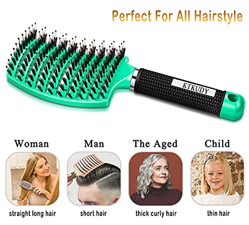 Boar Bristle Detangling Brush for All Hair Types - Lightweight & Non-Slip