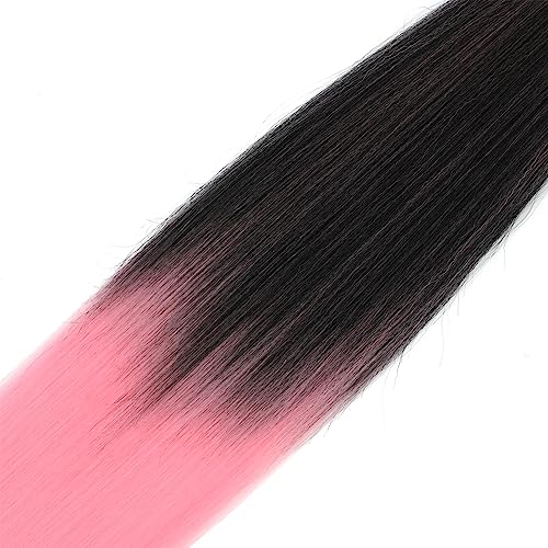 Pre-Stretched Braiding Hair for Women - Black to Pink, 16 Inch, 3 Packs