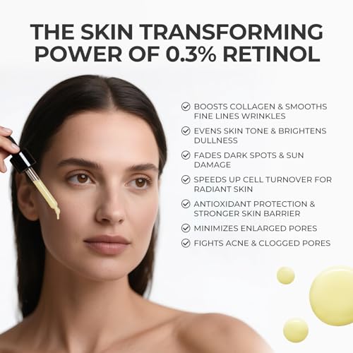 SKINERSE 0.3% Retinol Serum for Face – Anti-Aging Collagen Facial Treatment