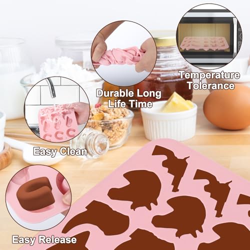 Palksky Cowboy Chocolate Molds - 2 Pack Silicone Baking Molds for Western Treats