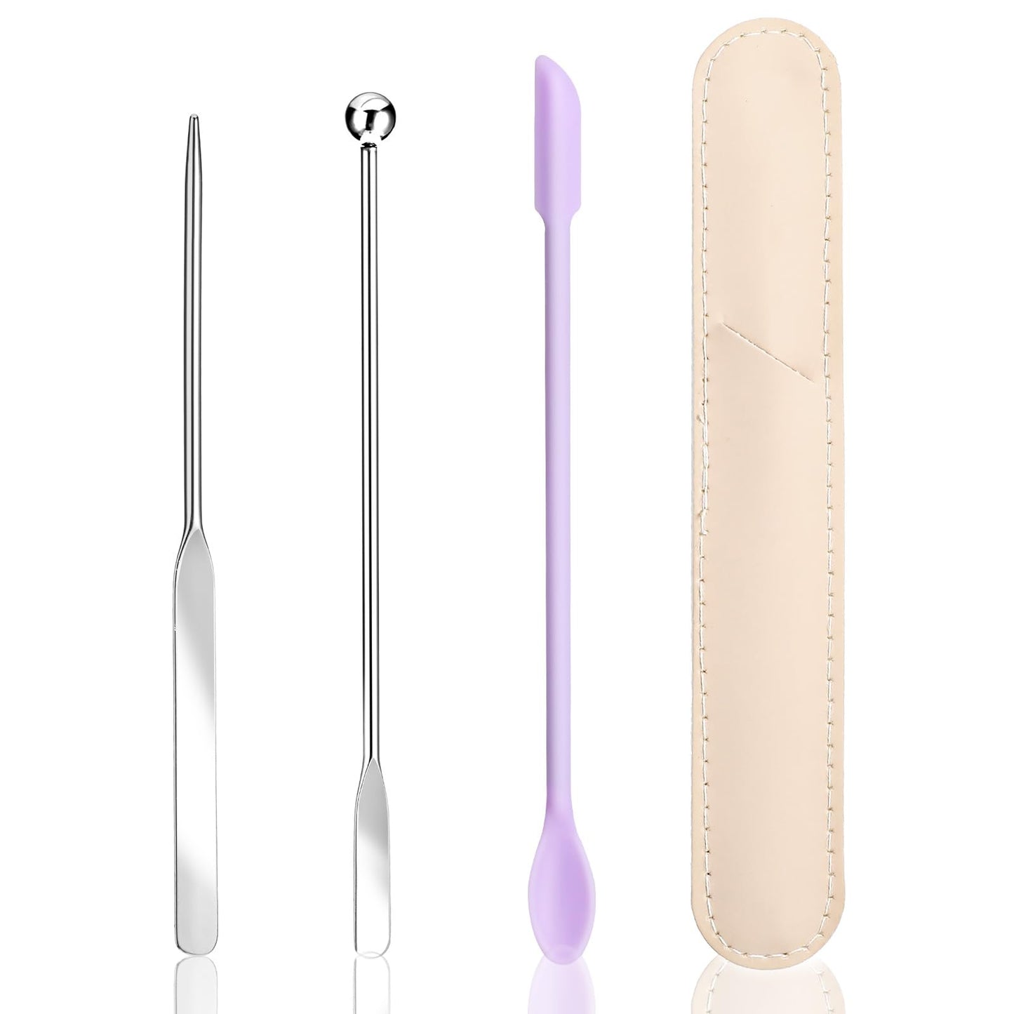 3 Pcs Makeup Spatula,Foundation Cosmetic Spatula,Stainless Steel Facial Beauty Spatulas Tiny Face Professional Makeup Palette Mixer Face Cream Applicator Mixing Tool for Even Application Double Edged
