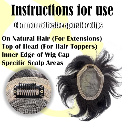 Black Metal Wig Clips - 6 Pack, 15x55mm, No-Sew Hair Extension Clips