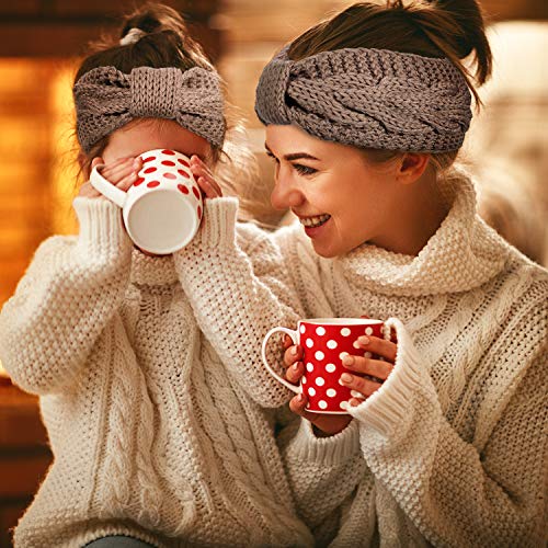 Whaline 6-Piece Knit Winter Ear Warmers Headbands with Bow Knot - Yellow & Grey