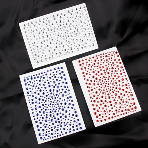 6 Sheets Self-Adhesive Face Gems for 4th of July Makeup