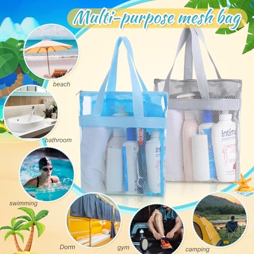 6 Classic Color Portable Mesh Shower Caddy Bags with Zipper