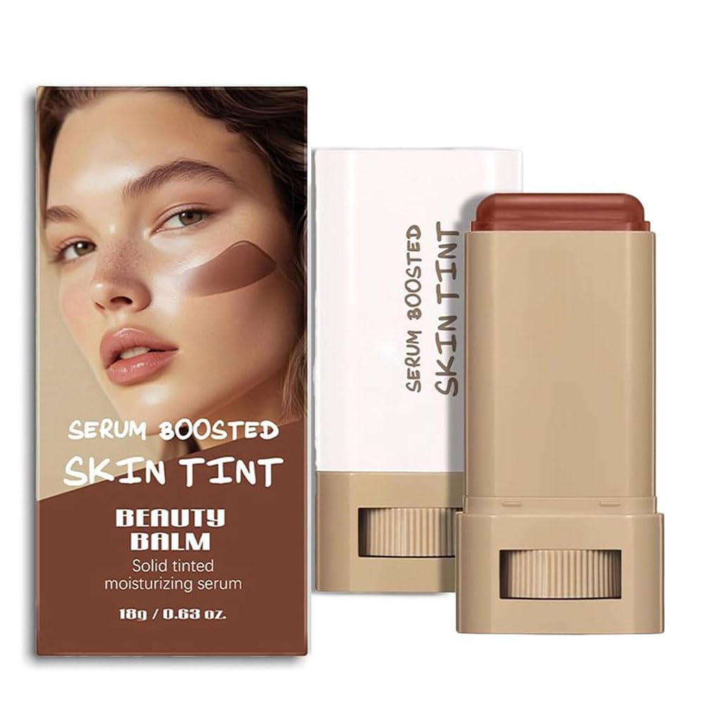 Beauty Balm Serum Boosted Skin Tint-A 3-in-1combining Foundation Stick, Lightweight solid Tinted Moisturizing Serum Contour Foundation Face for Women，Buildable Medium-to-Full Coverage(#02)