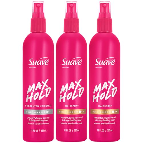 Suave Max Hold Non-Aerosol Hairspray Bundle – 3-Piece Set (11 Oz Each)