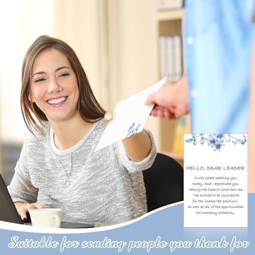 Spiareal 100 Pcs Floral Blank Note Cards - 4x6 Blue Stationery Set