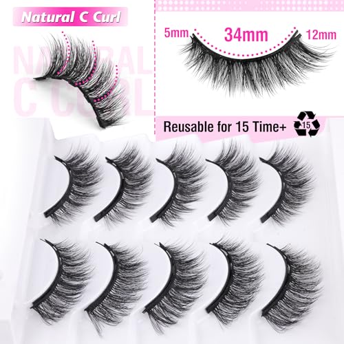 Magnetic Cat Eye Eyelashes with Eyeliner Kit - Reusable Natural Look by Mavphnee