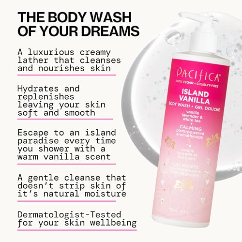 Pacifica Island Vanilla Body Wash with Aloe & Hyaluronic Acid - 12 Fl Oz